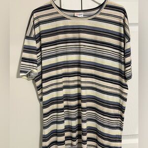 Lularoe Irma t. Pink,blue, black yellow stripe. Xs. Nwot. $25